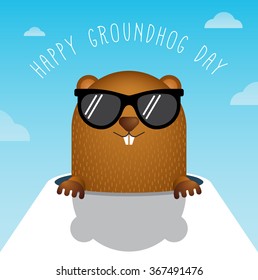 Happy Groundhog Day with Groundhog Vector