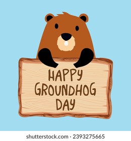 Happy Groundhog Day Vector Design with Cute Character Vector. Groundhog day. vector illustration.