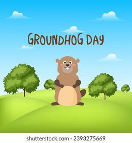 Happy Groundhog Day Vector Design with Cute Character Vector. Groundhog day. vector illustration.