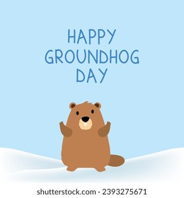 Happy Groundhog Day Vector Design with Cute Character Vector. Groundhog day. vector illustration.