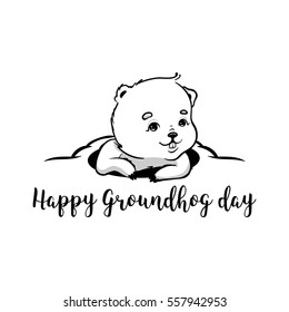 Happy Groundhog Day Vector Design with Cute Marmot Character