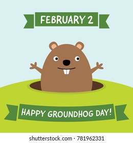 Happy Groundhog Day, vector greeting card