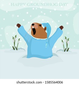 Happy Groundhog Day. Vector illustration.