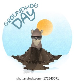 Happy Groundhog Day.  Vector Illustration. Eps 10.