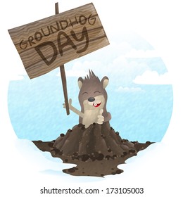 Happy Groundhog Day.  Vector Illustration. Eps 10.