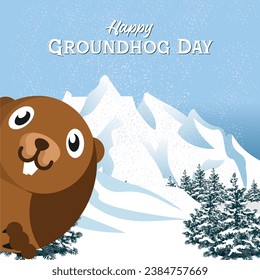 Happy Groundhog Day vector illustration