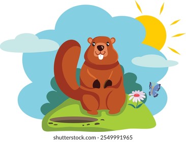 
Happy Groundhog Day Vector Illustration Design. February celebration of spring anticipation 
