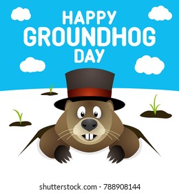 Happy Groundhog Day. Vector illustration