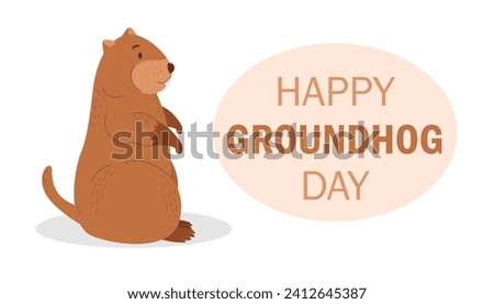 Happy Groundhog Day vector illustration.