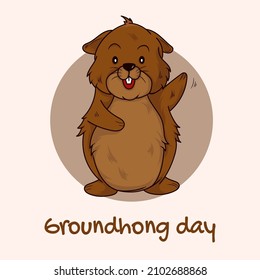 Happy Groundhog Day. Vector illustrations of cute and funny groundhogs.