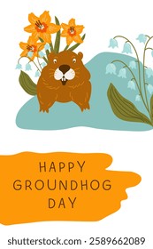 Happy Groundhog Day . Vector . isolated