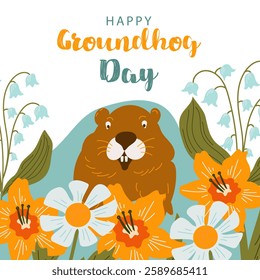 Happy Groundhog Day . Vector . isolated