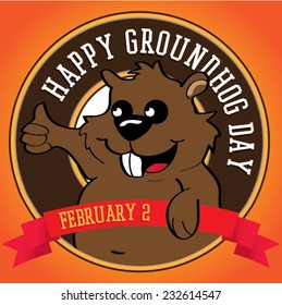 Happy groundhog day. Vector label background for text.
