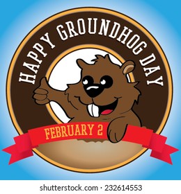 Happy groundhog day. Vector label background for text.