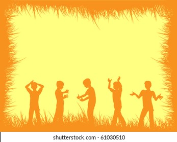 happy group children