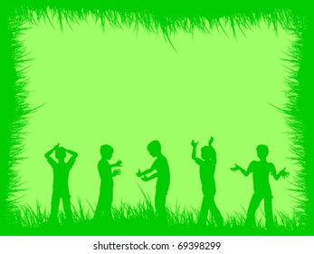 happy group children