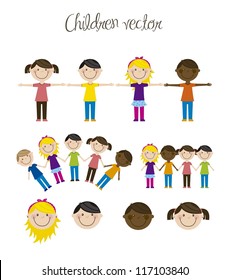happy group children, team. vector illustration