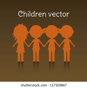 happy group children, team. vector illustration