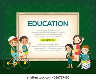 Happy group of Kids Education background design template