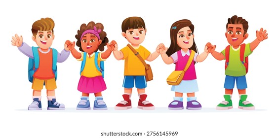Happy group multiethnic school