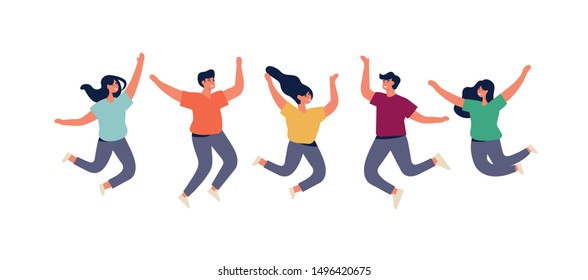 People Happy Jumping Set Young Funny Stock Vector (Royalty Free) 1728862294