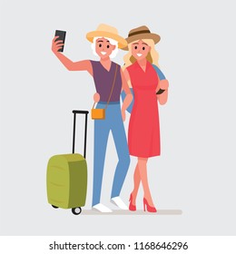 Happy group of teen traveler
.Vector illustration cartoon character.