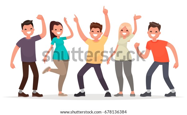 Happy Group Young People Vector Illustration Stock Vector (Royalty Free ...