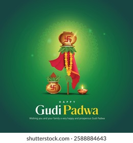Happy Gudi Padwa with decorated background, festival of India. Creative vector illustration design.
