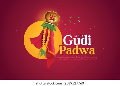 Happy Gudi Padwa with decorated background, festival of India. Creative vector illustration design.