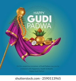 Happy Gudi Padwa with decorated background of celebration of India. abstract vector illustration design