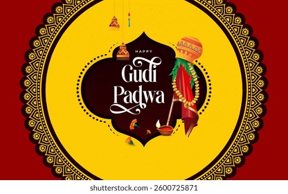 Happy Gudi Padwa Festival Background Design Vector Illustration