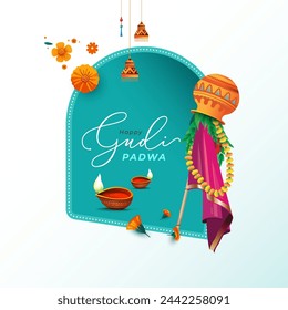 Happy Gudi Padwa Festival Greeting Background Vector Illustration