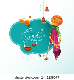 Happy Gudi Padwa Festival Greeting Background Vector Illustration