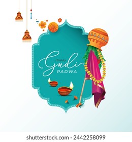 Happy Gudi Padwa Festival Greeting Background Vector Illustration