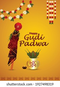 	
Happy gudi padwa holiday festival celebration greeting card
