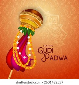 Happy Gudi Padwa Indian cultural festival background vector