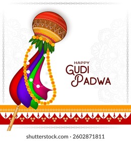 Happy Gudi Padwa Indian festival celebration card vector