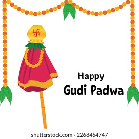 Happy Gudi Padwa Maharashtra New Year Festival Vector Illustration