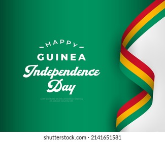 Feliz Día de la Independencia de Guinea Ilustración de Diseño Vector. Plantilla para cartel, cartel, publicidad, tarjeta de felicitación o elemento de diseño de impresión