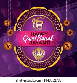 Happy Gurpurab, Guru nanak jayanti and Guru prakash celebration the birth of the first Sikh Guru.
