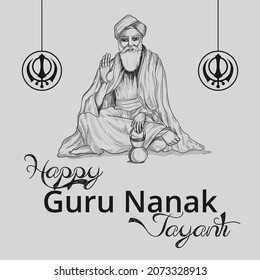 Happy Gurpurab, Guru Nanak Jayanti festival of Sikh celebration background.