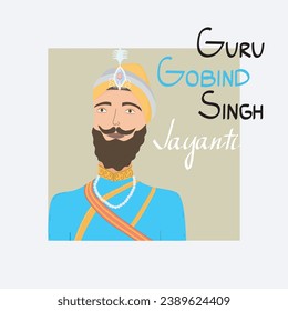 Happy Guru Gobind Singh Jayanti religious festival celebration vector illustration.