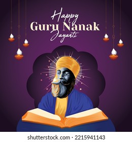 Happy Guru Nanak Jayanti banner design template.
