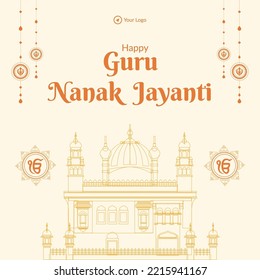 Happy Guru Nanak Jayanti banner design template.
