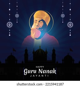 Happy Guru Nanak Jayanti banner design template.