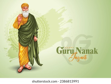 happy Guru Nanak Jayanti festival greeting card design. India Hindu Sikh celebrating birthday of Guru Nanak Dev. abstract vector illustration.