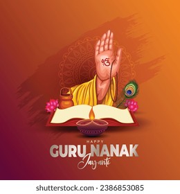 happy Guru Nanak Jayanti festival greeting card design. India Hindu Sikh celebrating birthday of Guru Nanak Dev. abstract vector illustration.