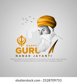 happy Guru Nanak Jayanti festival greeting card design. India Hindu Sikh celebrating birthday of Guru Nanak Dev. abstract vector illustration.