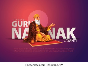 happy Guru Nanak Jayanti festival greeting card design. India Hindu Sikh celebrating birthday of Guru Nanak Dev. abstract vector illustration.