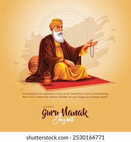 happy Guru Nanak Jayanti festival greeting card design. India Hindu Sikh celebrating birthday of Guru Nanak Dev. abstract vector illustration.